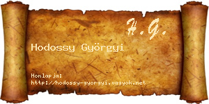 Hodossy Györgyi névjegykártya